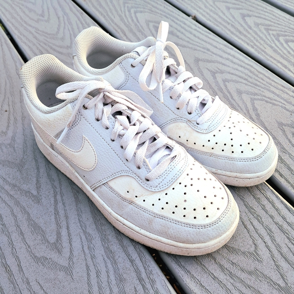 Nike Court Vision Low Sneakers in a "Triple White" Colorway